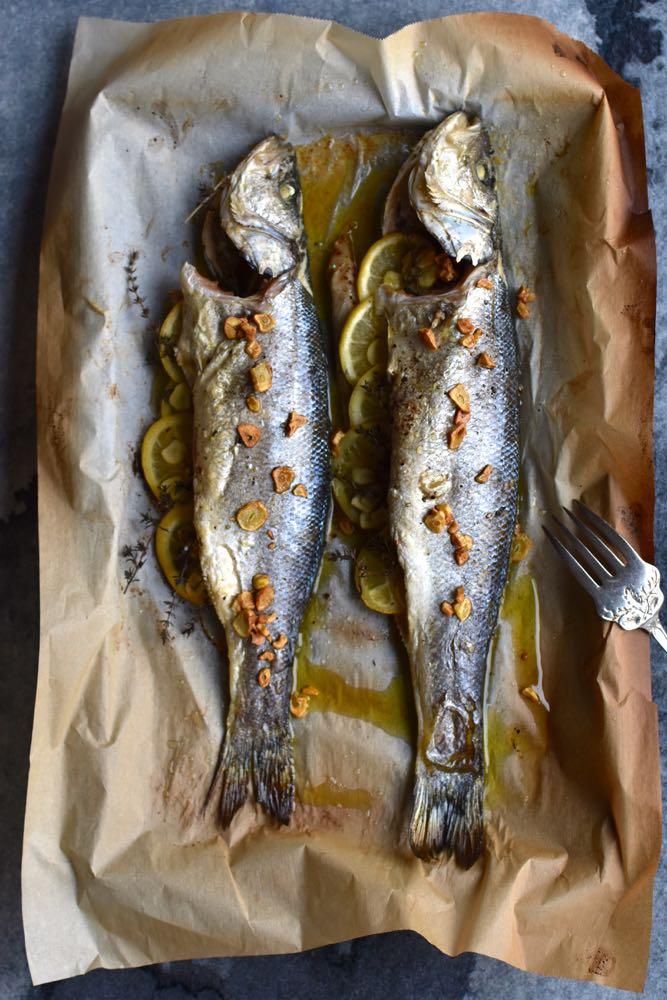 Whole baked branzino, Mama Ía blog