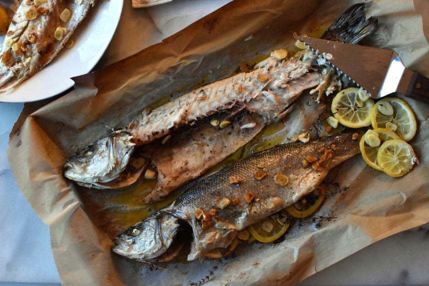 Whole baked branzino, Mama Ía blog