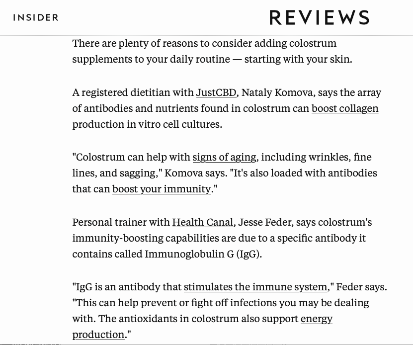 are colostrum supplements healthy