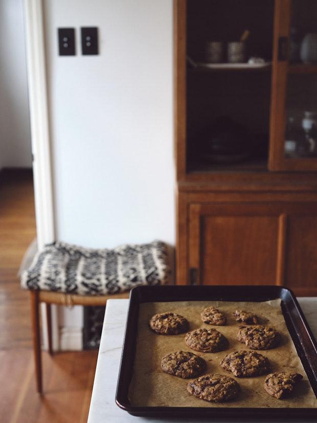 Mesquite Chocolate Chip Cookies on a Baking Sheet