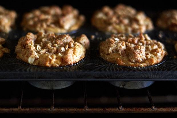 close up of an oatmeal muffin