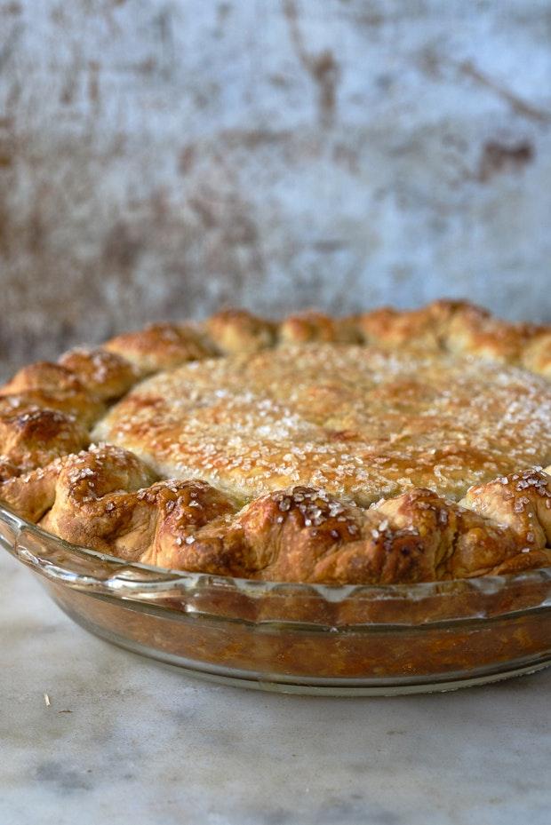 pie crust in a glass baking dish