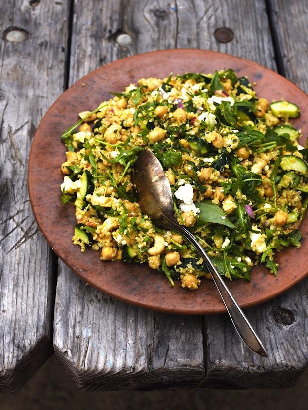 quinoa salad on a picnic table