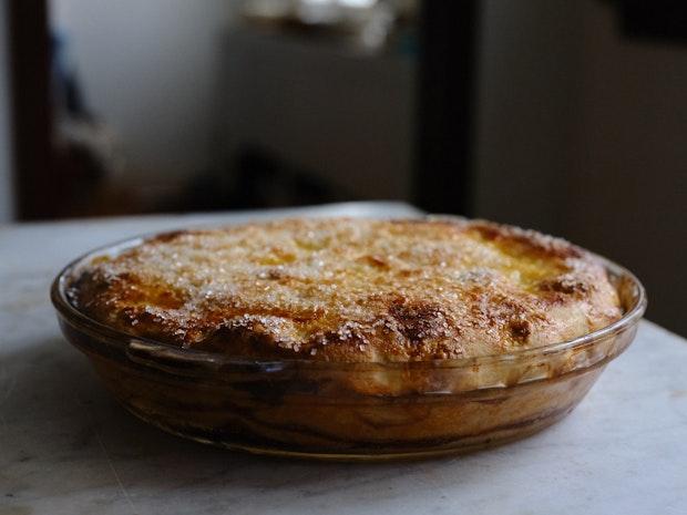 lemon pie cooling on a table