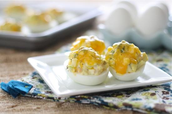 Deviled Eggs Recipe with Ham and Cheese