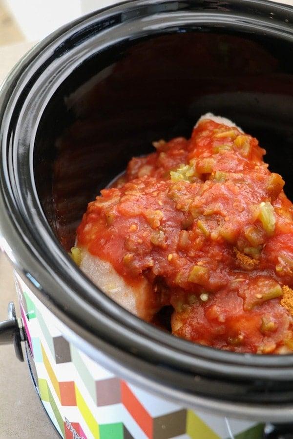 salsa over raw chicken in crockpot