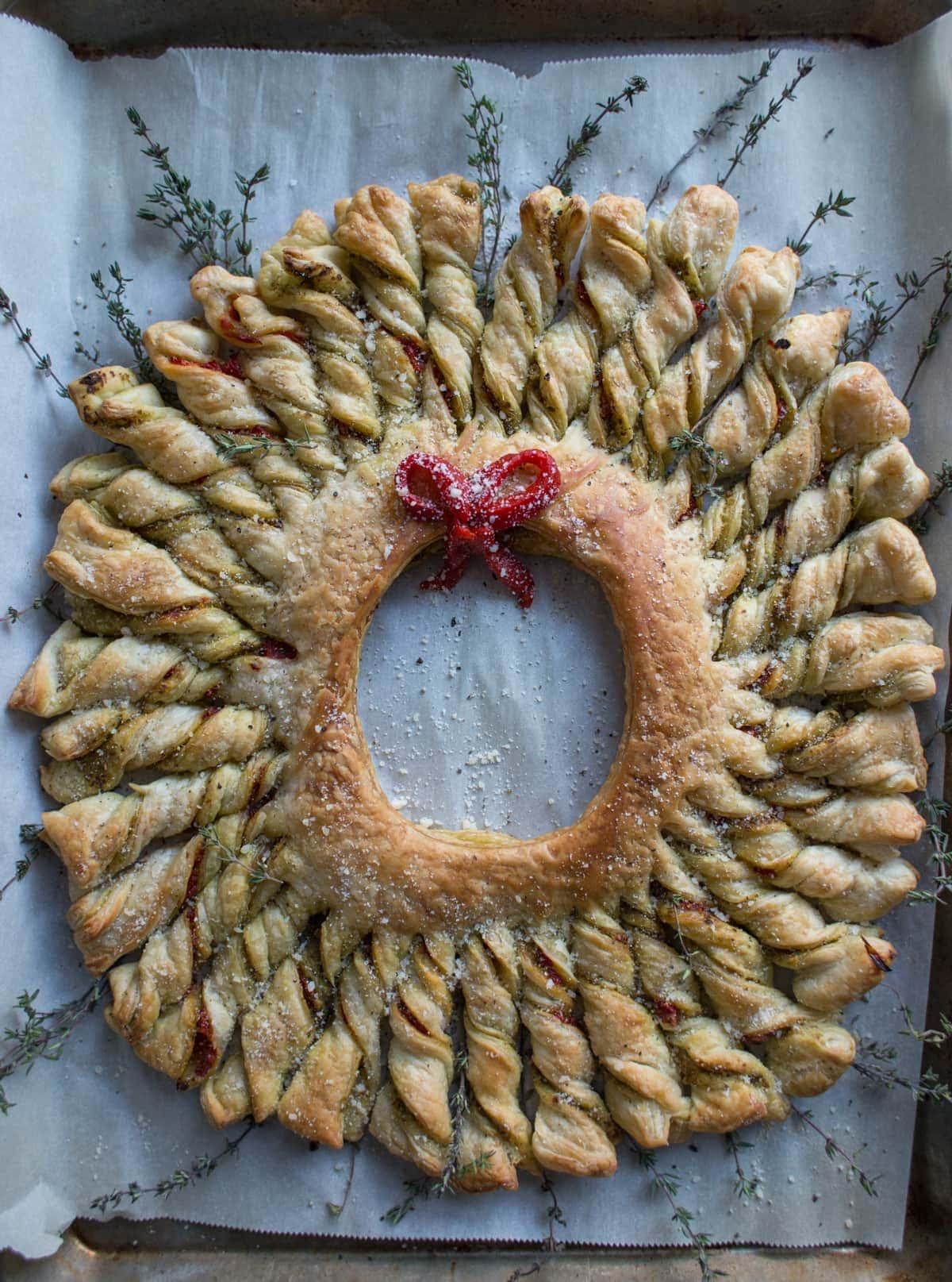 Puff Pastry Pesto Wreath