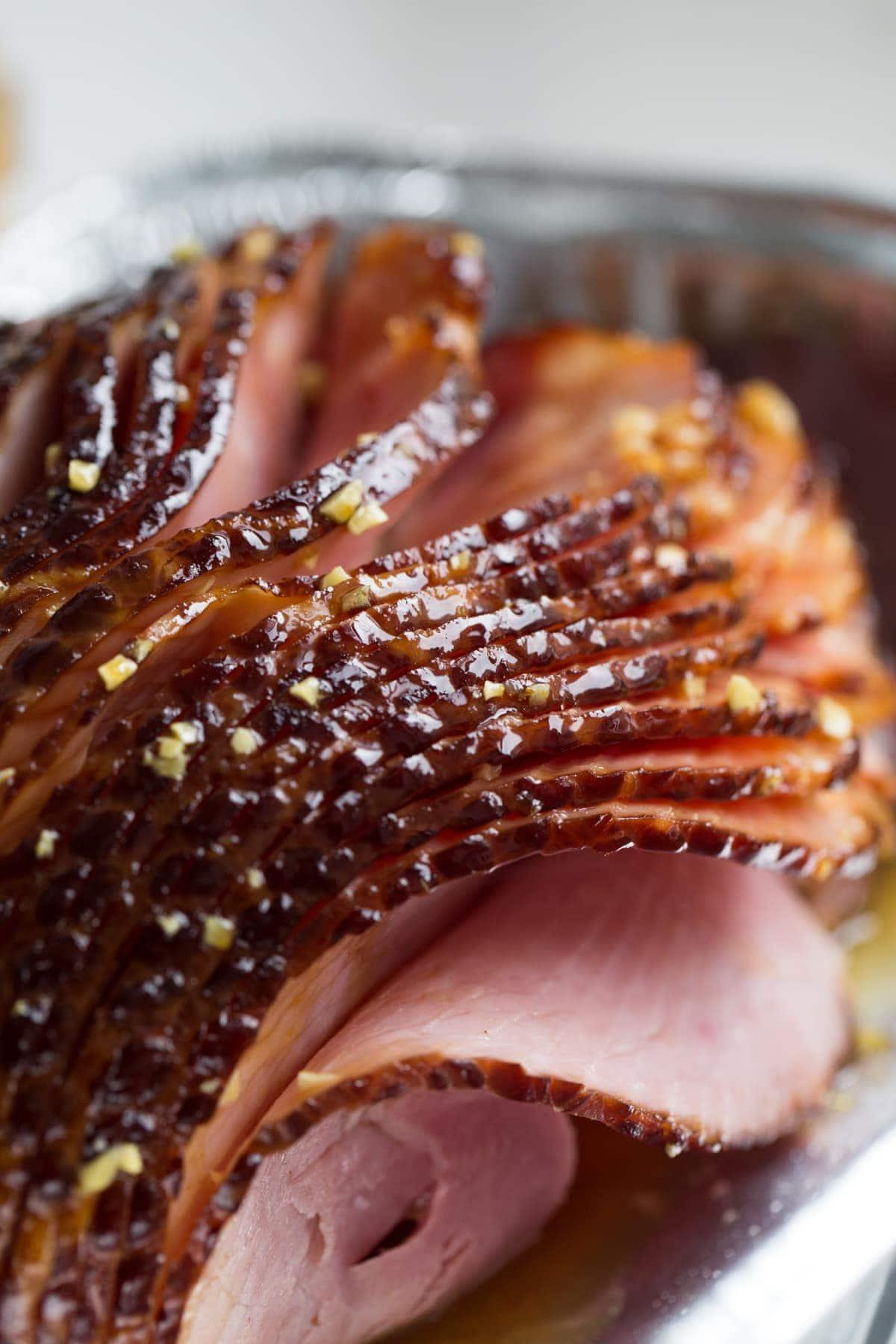 Baked ham close-up