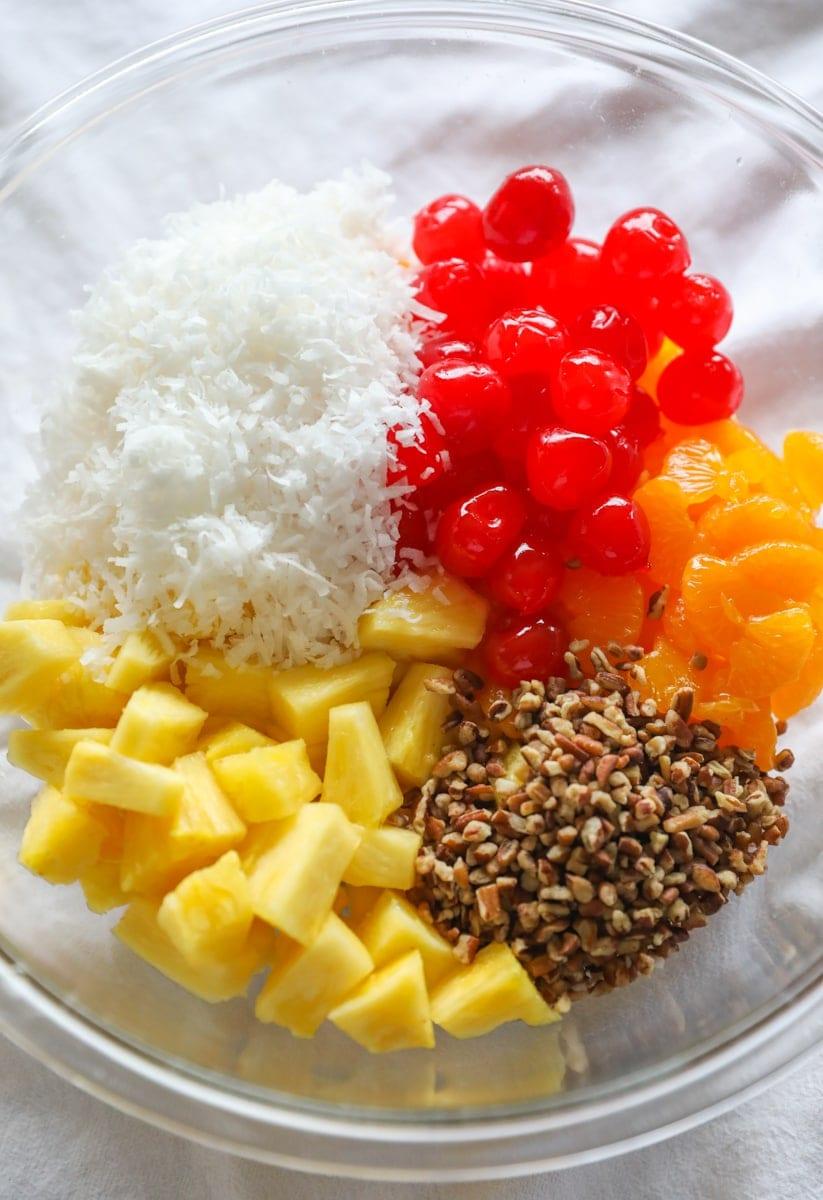 basic ambrosia ingredients in bowl