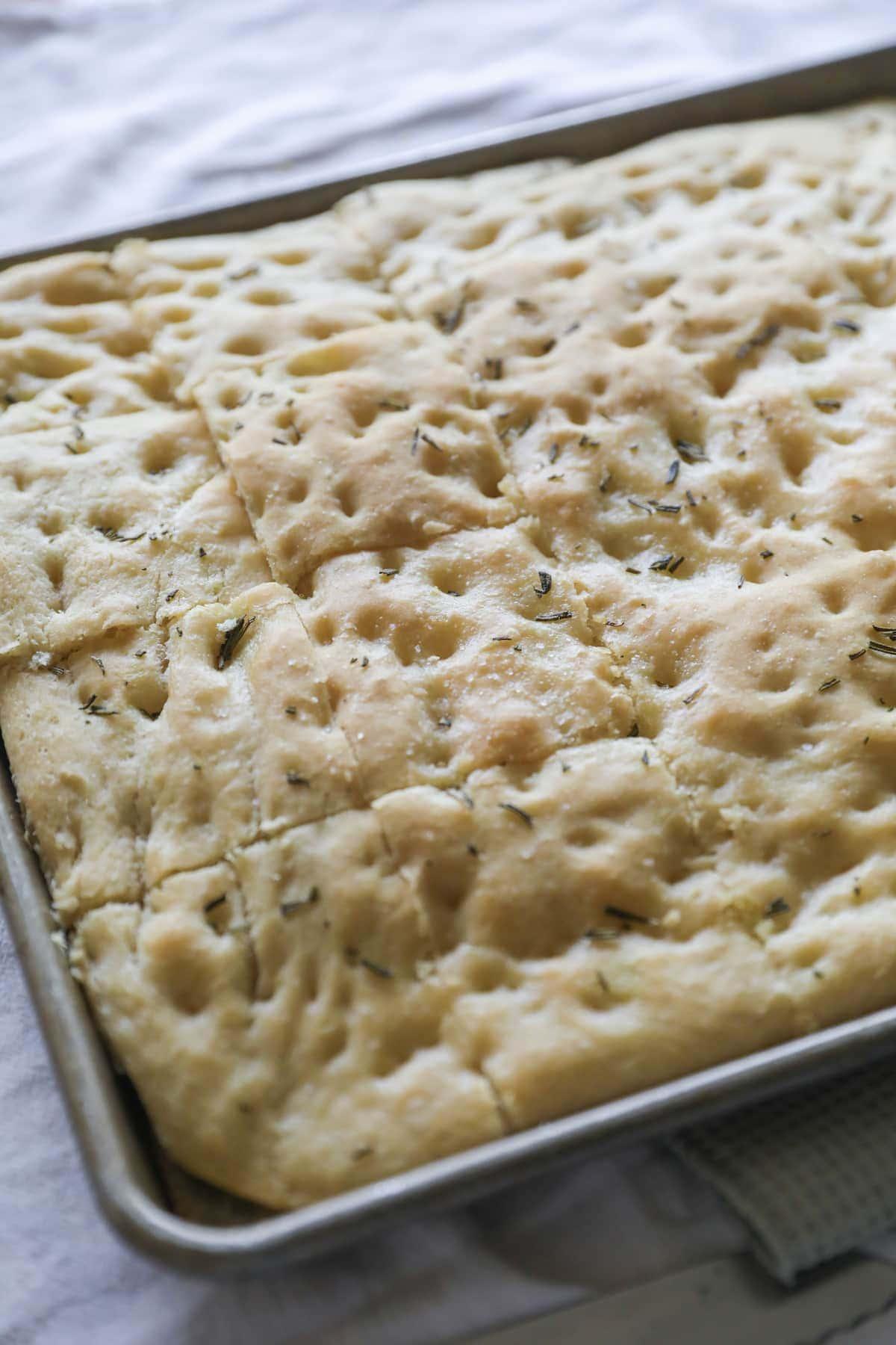 sliced focaccia bread