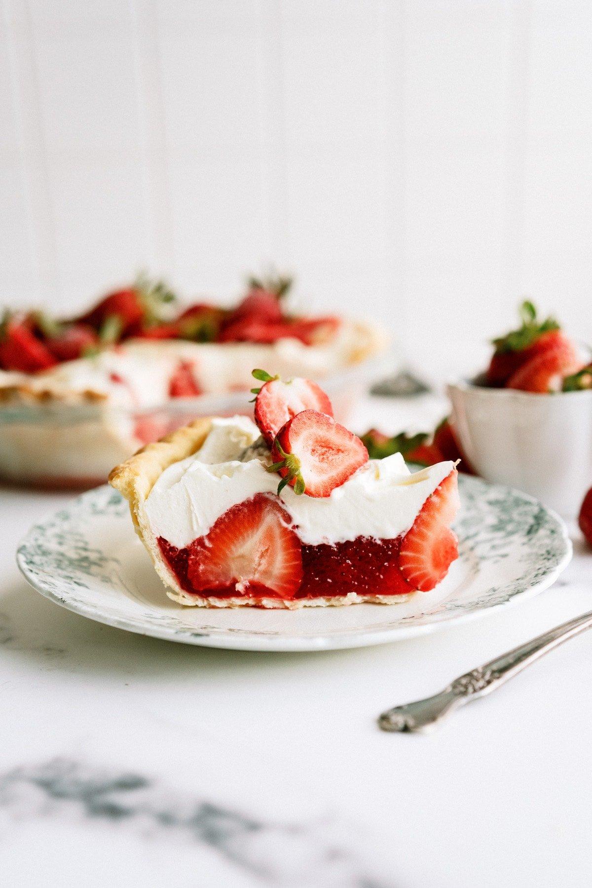 slice of strawberry jello pie