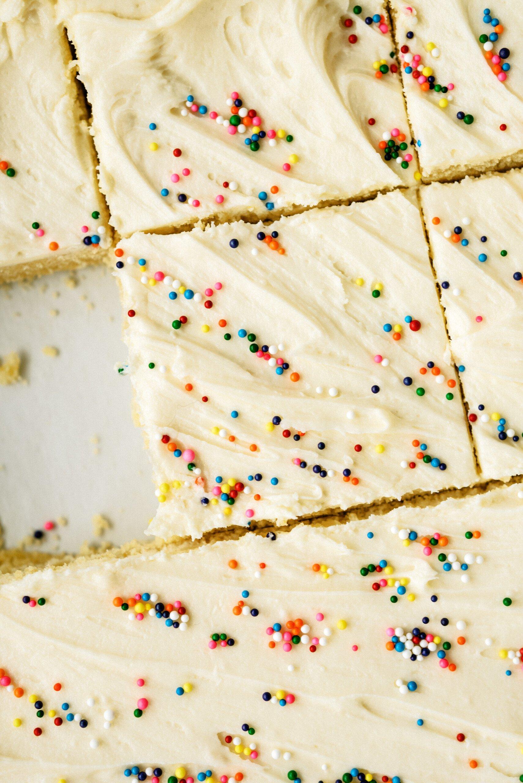 top down view of sliced sugar cookie bars