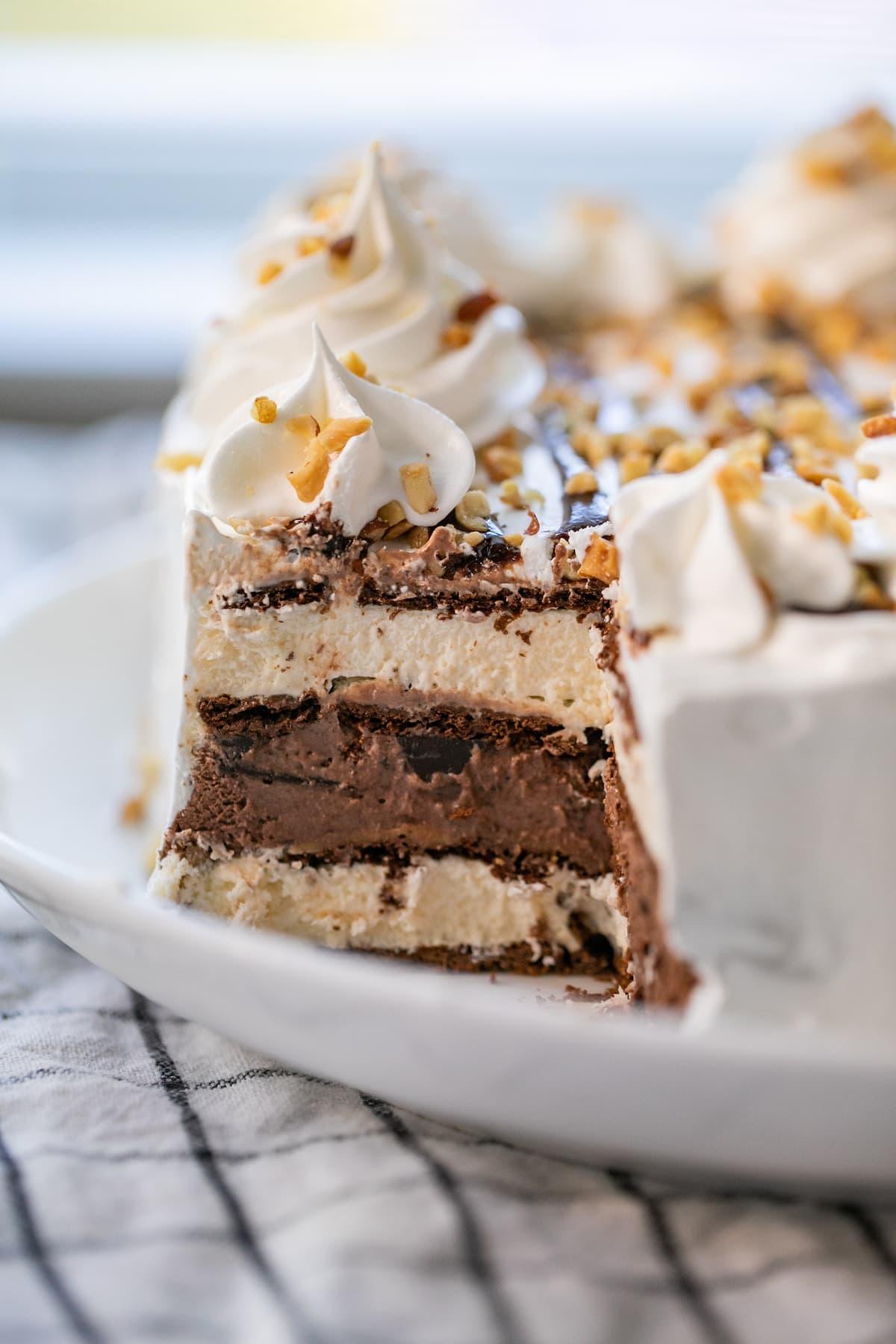 piece removed from ice cream sandwich cake