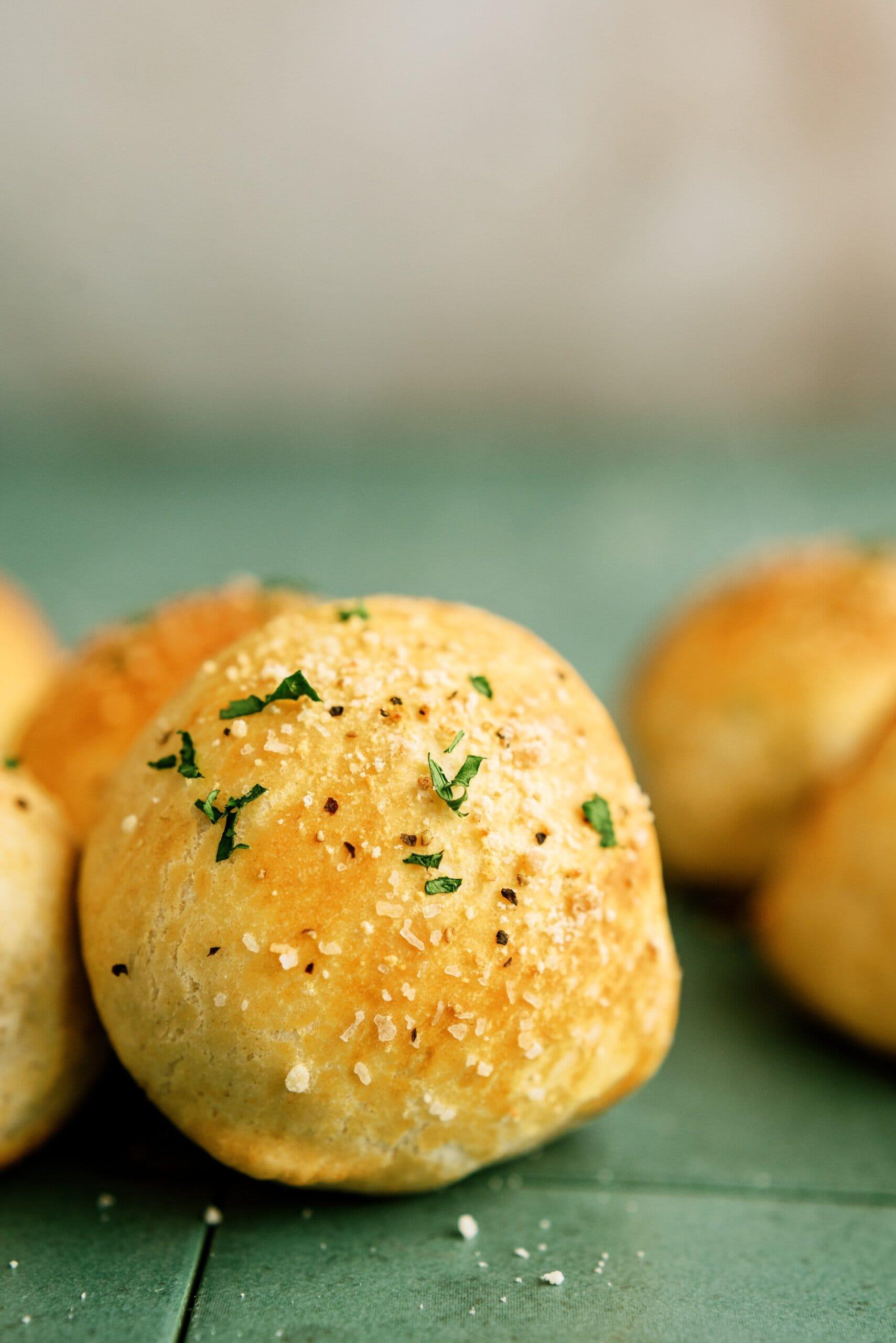 close up of parmesan bread bites