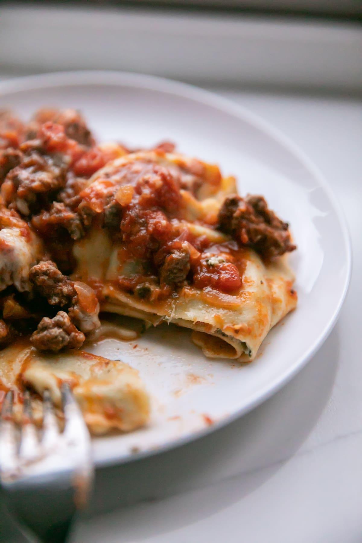 baked ravioli on plate