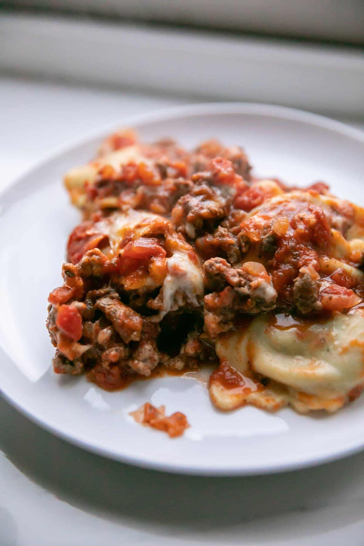 baked ravioli on plate