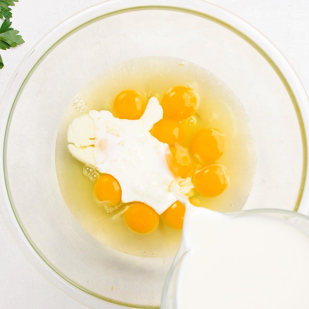 eggs and milk in bowl