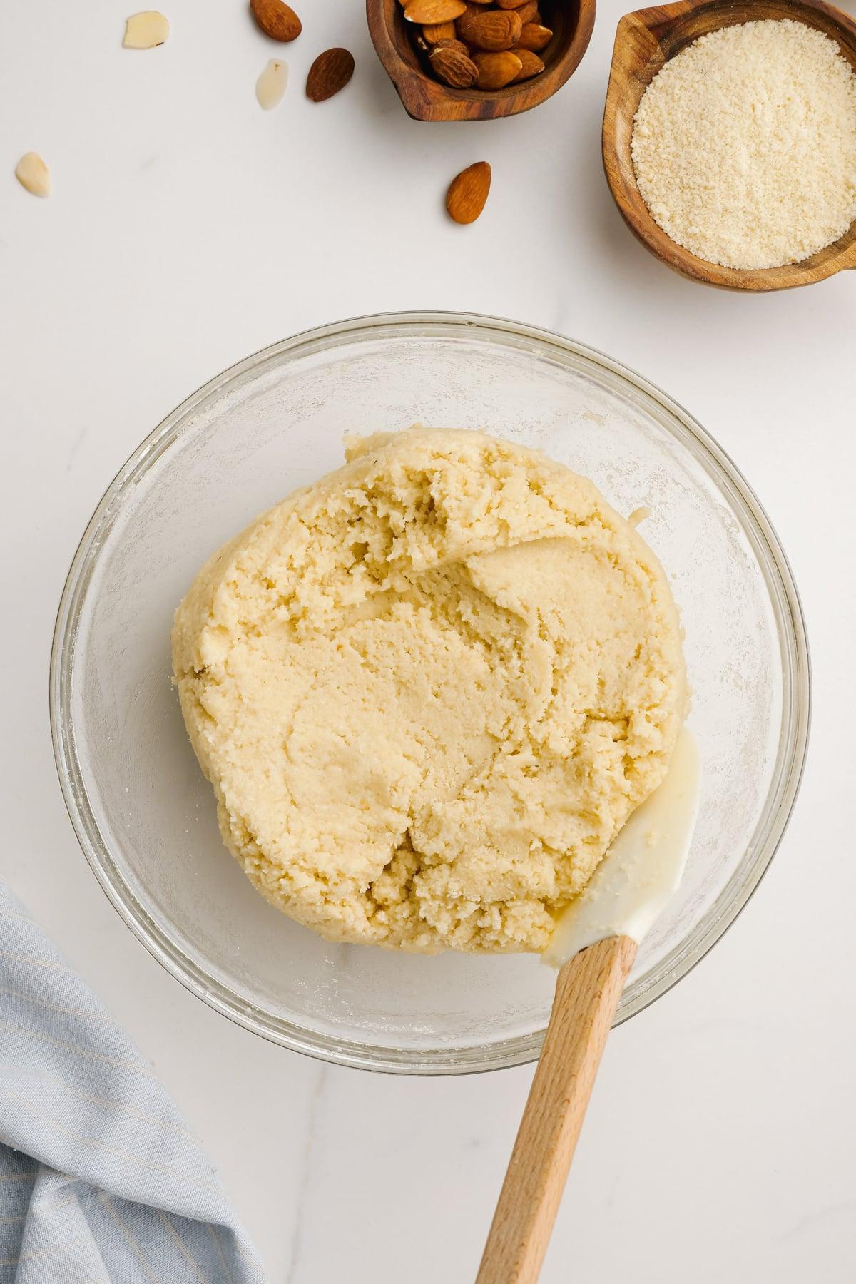 amaretti cookies dough in bowl