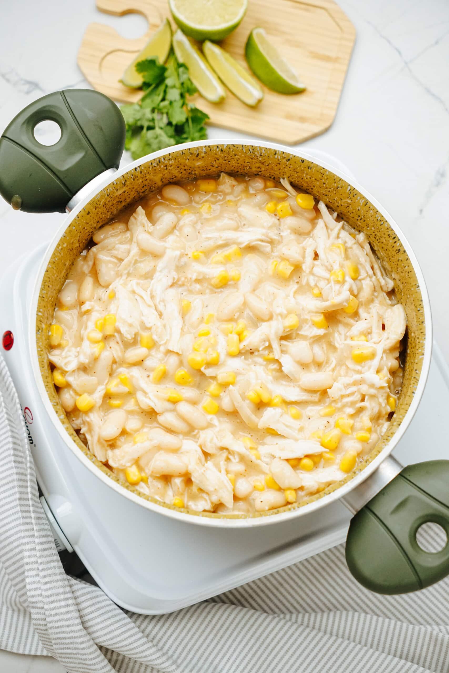 white chicken chili in pot