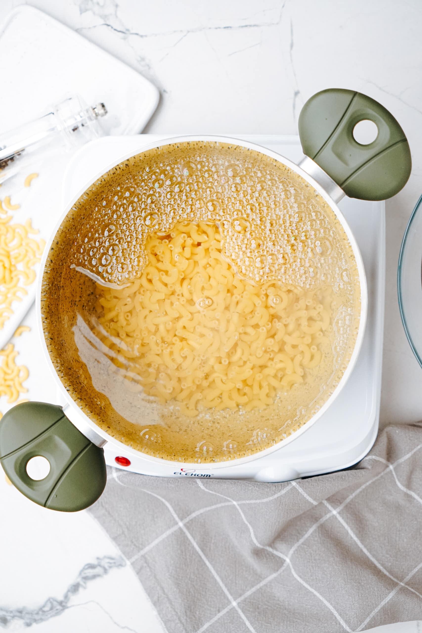 macaroni cooking in a pot