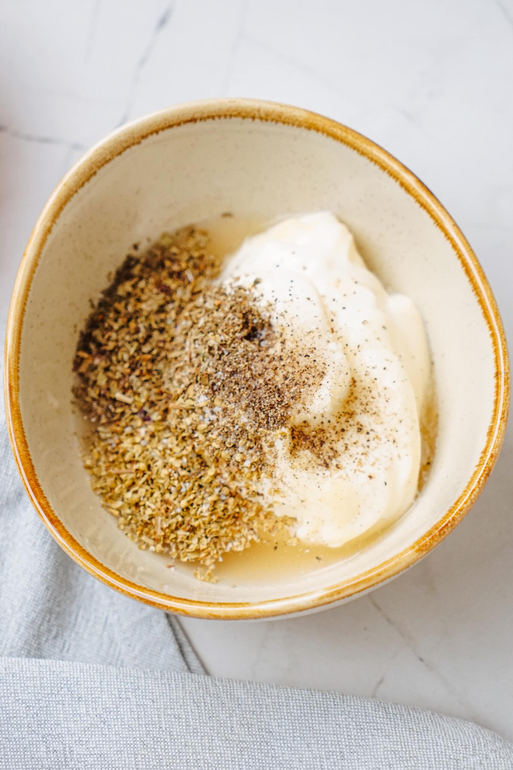 dressing ingredients in a bowl