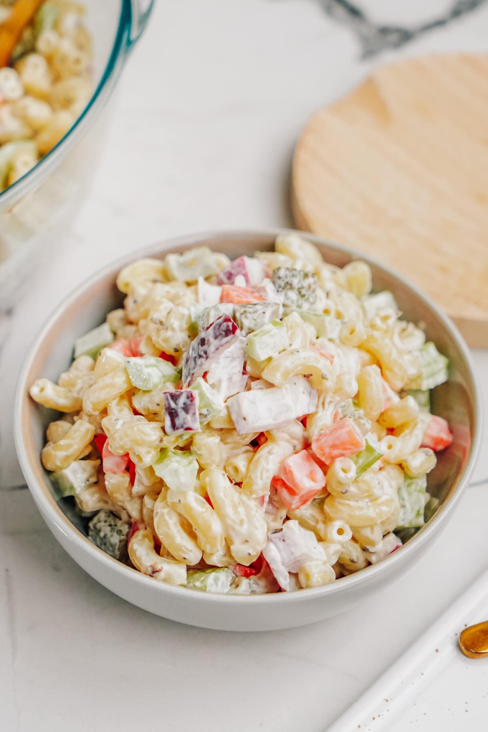 Macaroni pasta salad in a bowl