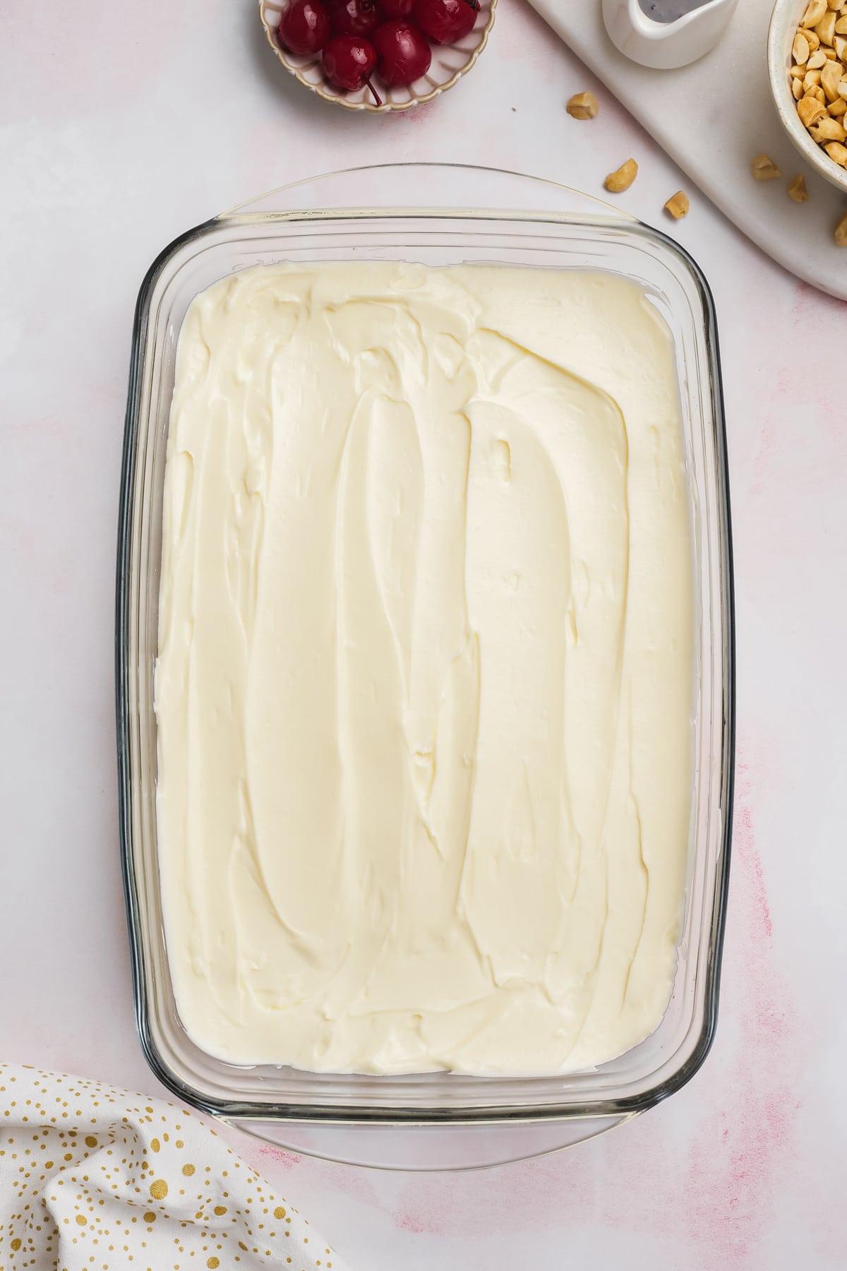 cream cheese layer evenly spread