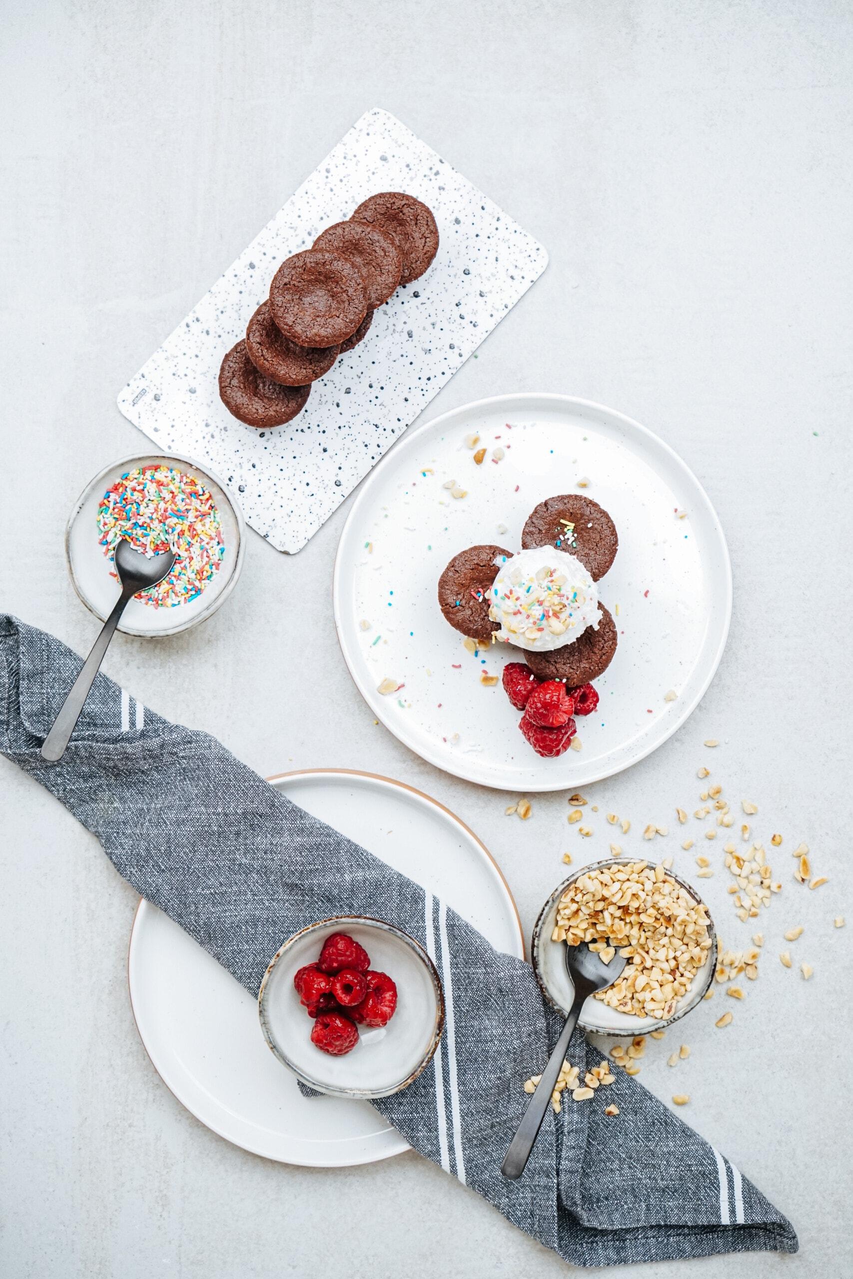 brownie bites on a tablescape