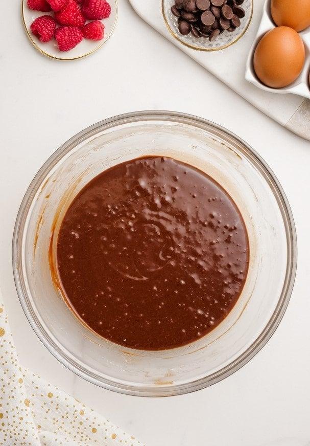 molten lava cake ingredients in glass bowl