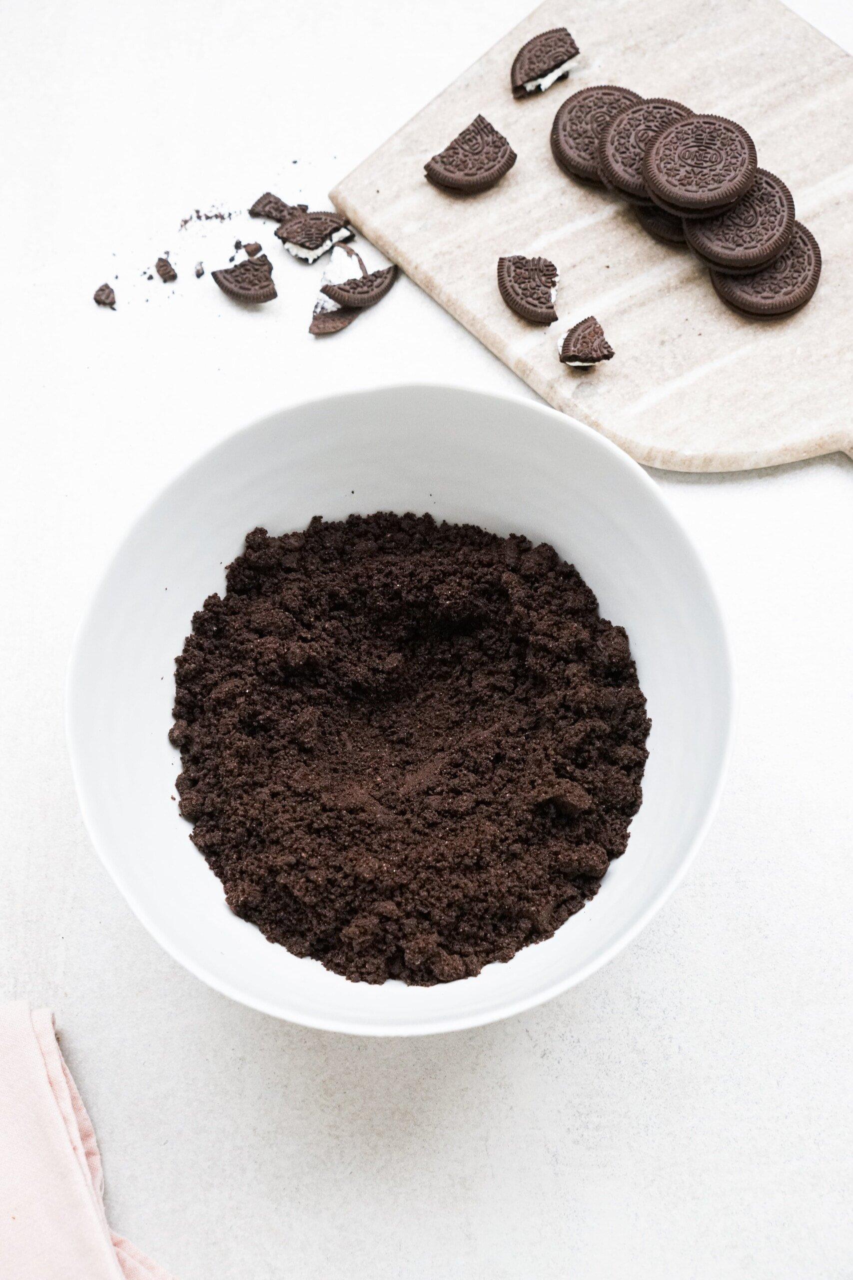 oreo crumbles in a bowl