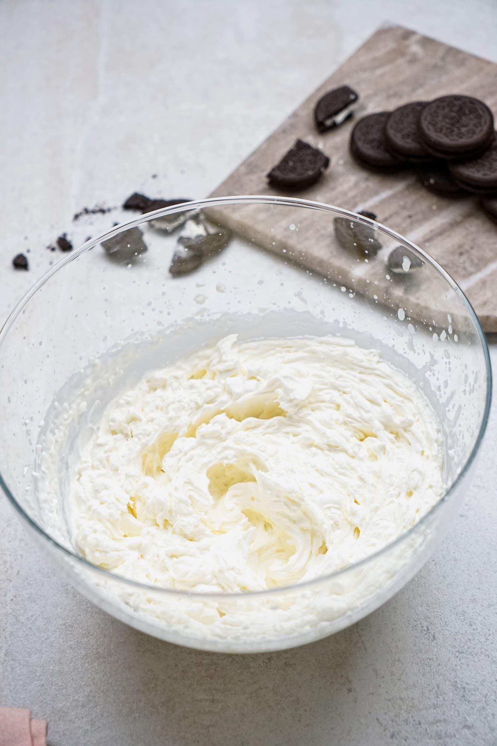 whipped cream in a bowl