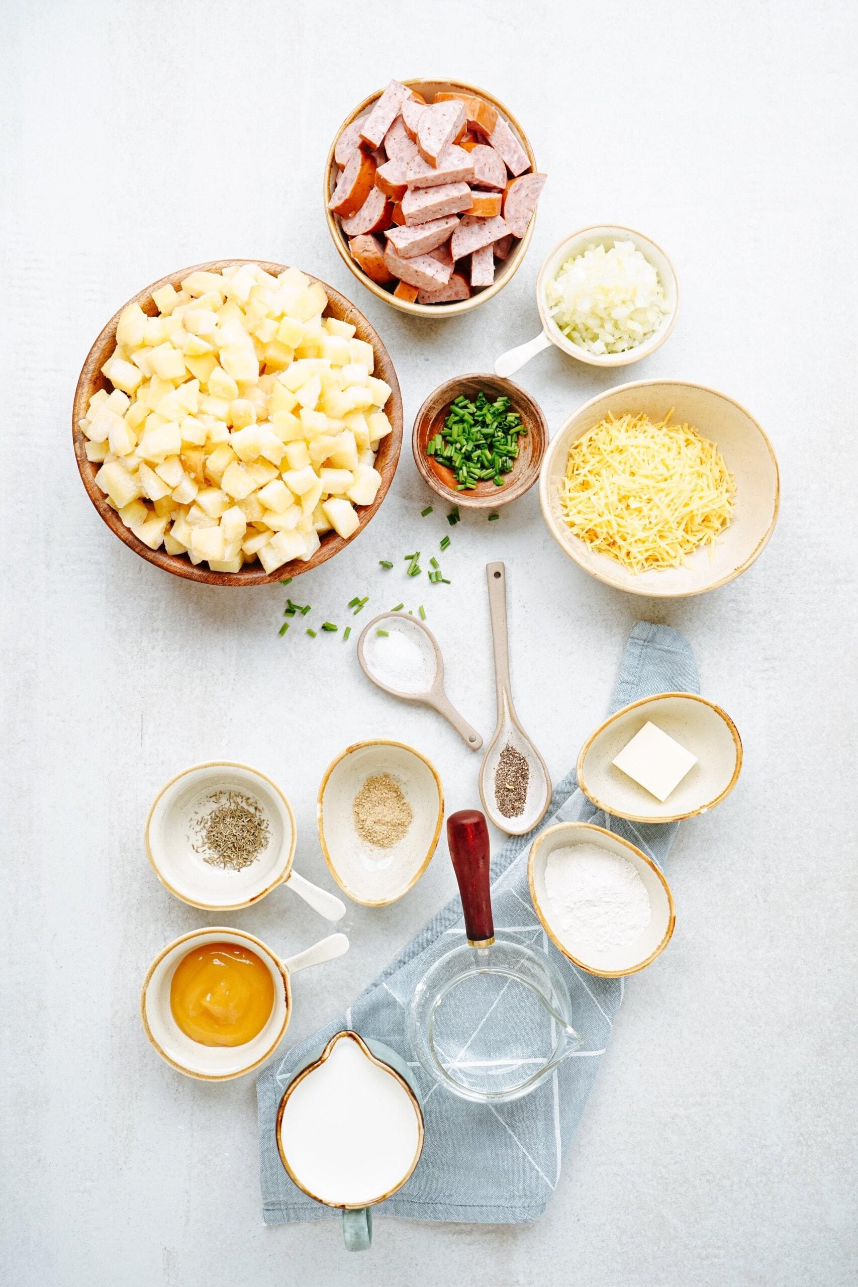 crockpot hashbrown casserole with smoked sausage ingredients