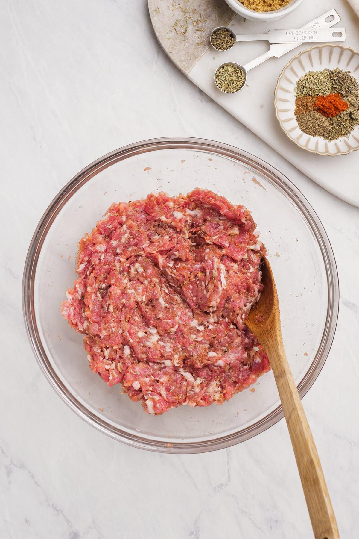 breakfast sausage mixture in a bowl