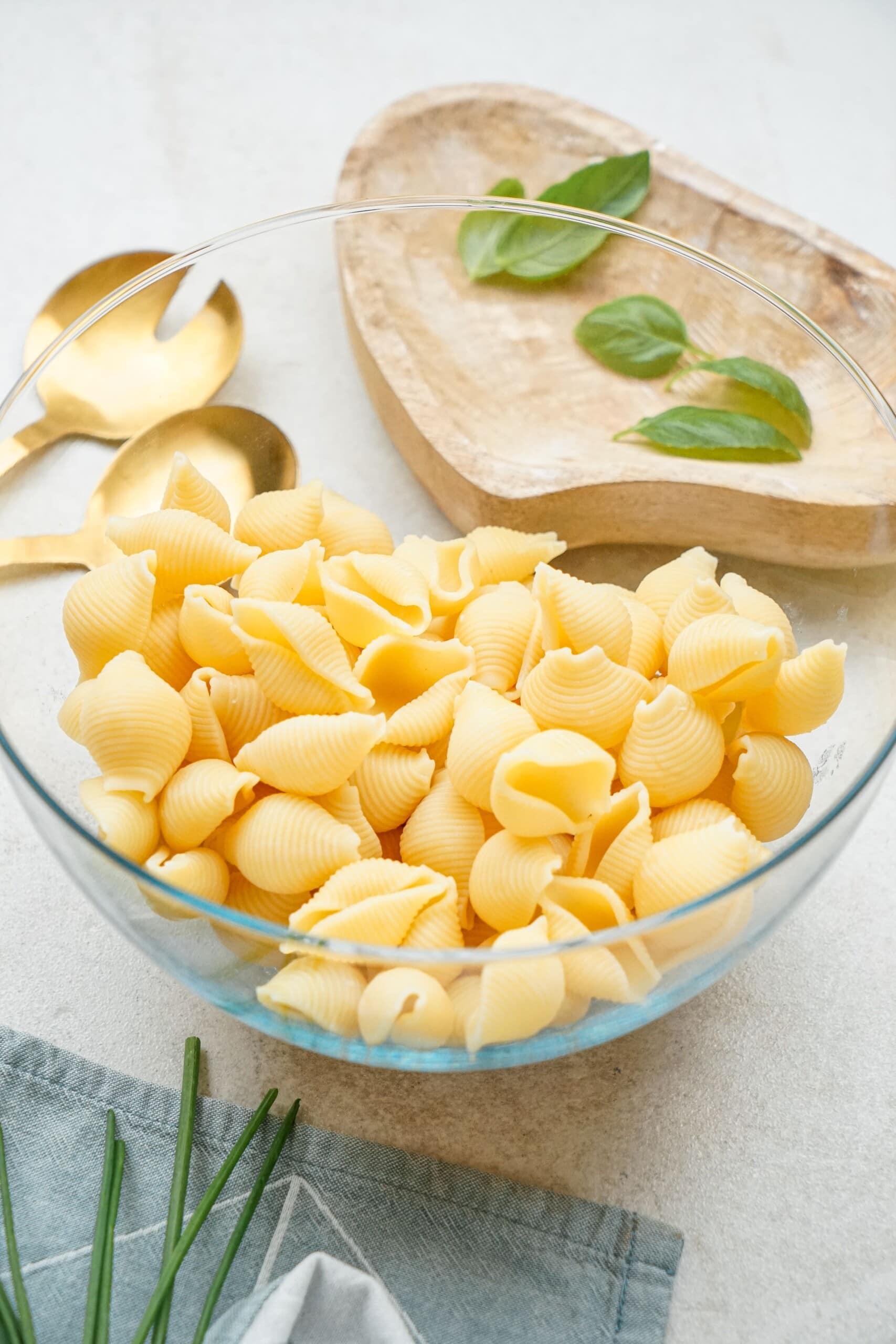 pasta shells in a bowl