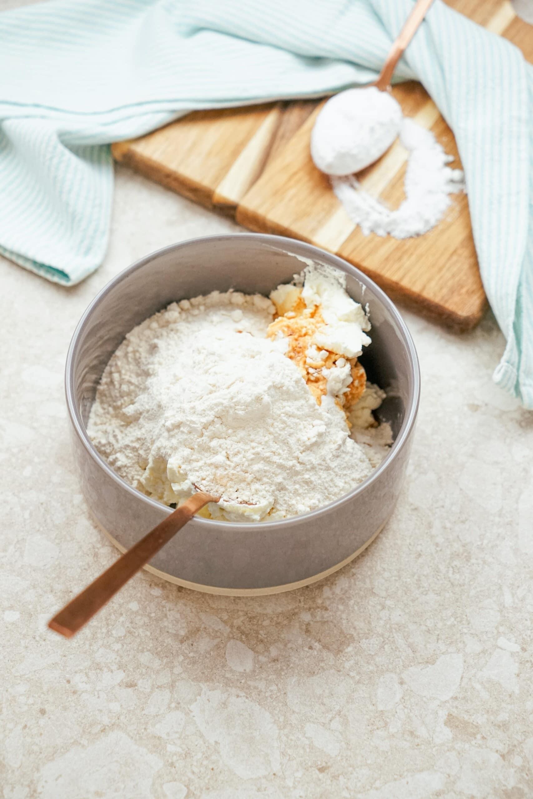 cream cheese filling ingredients in a bowl