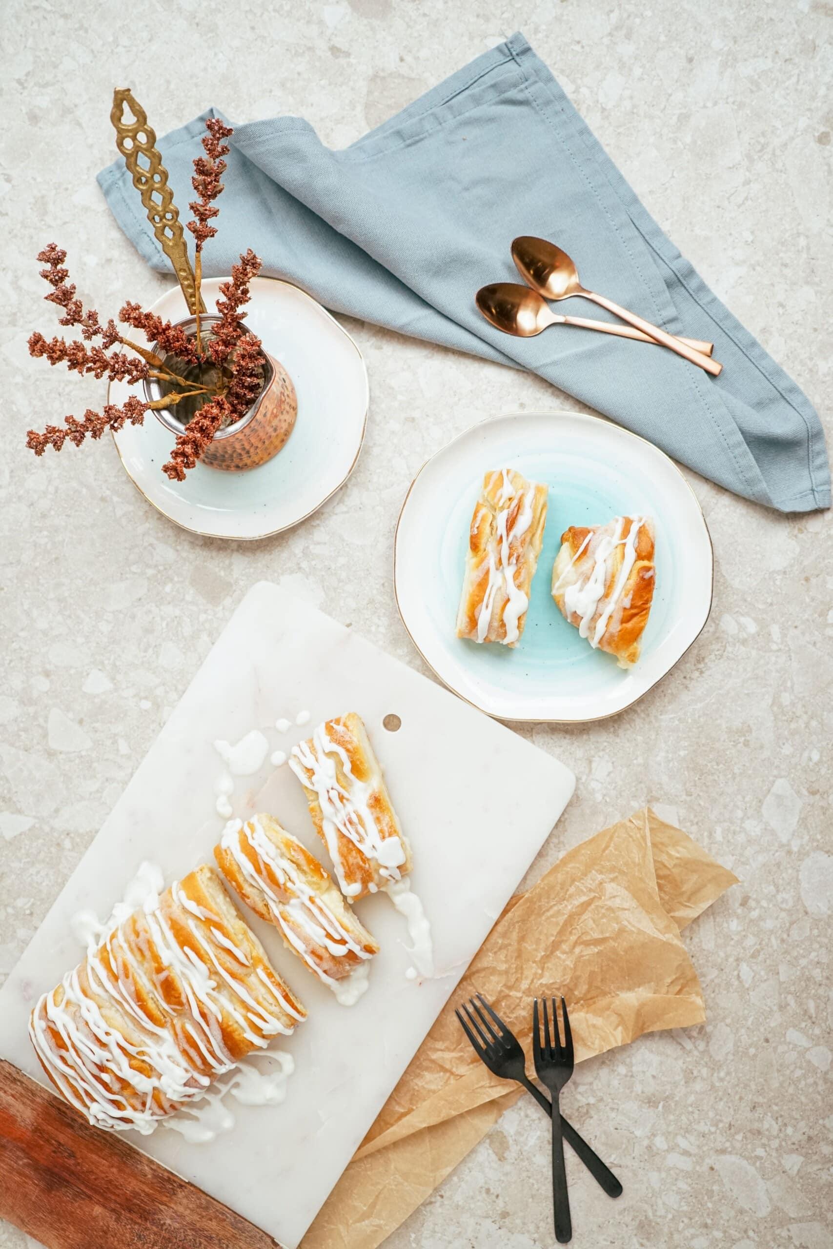 cheese danish on a tablescape