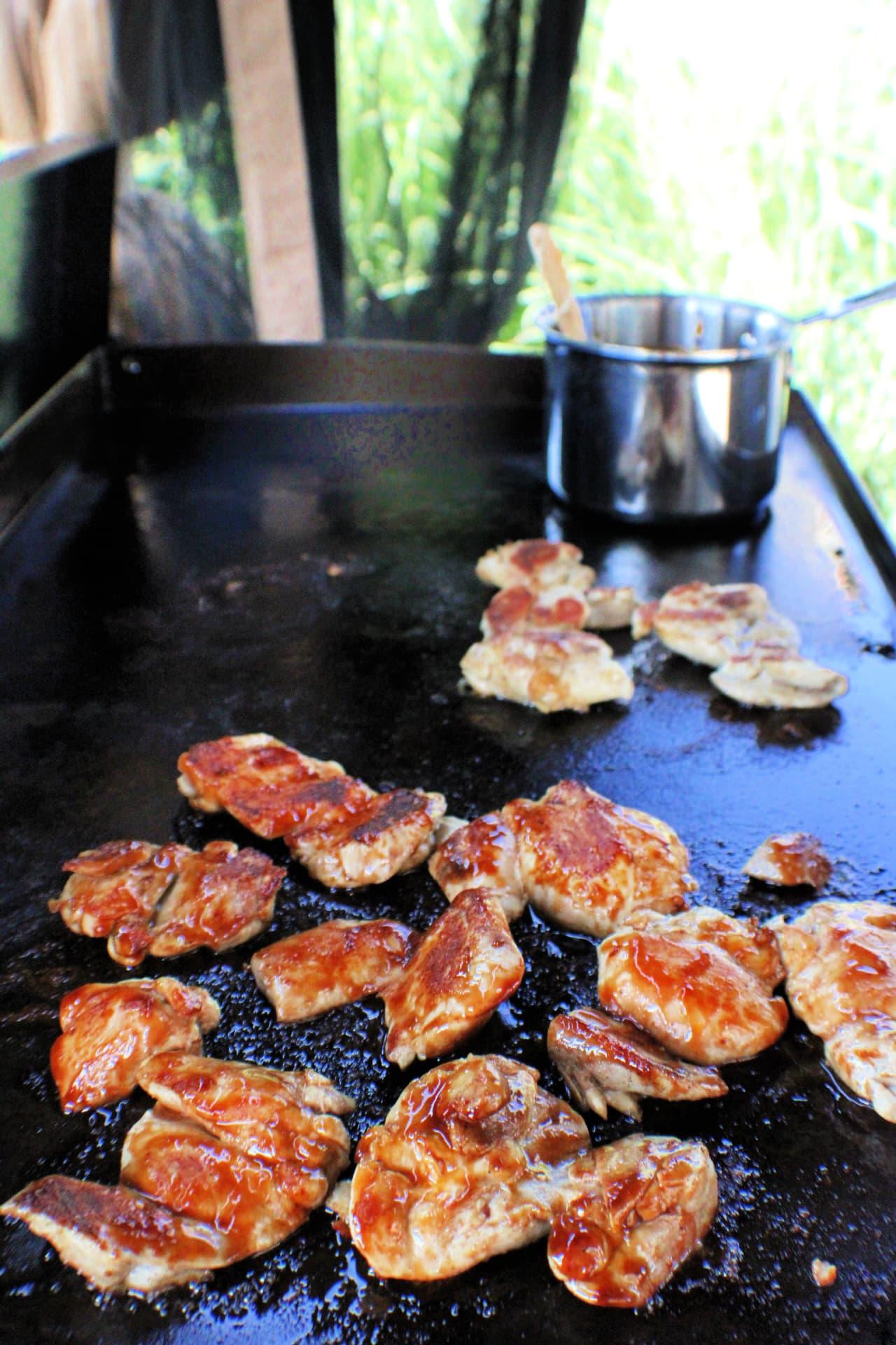 Honey BBQ Chicken cooking on the grill