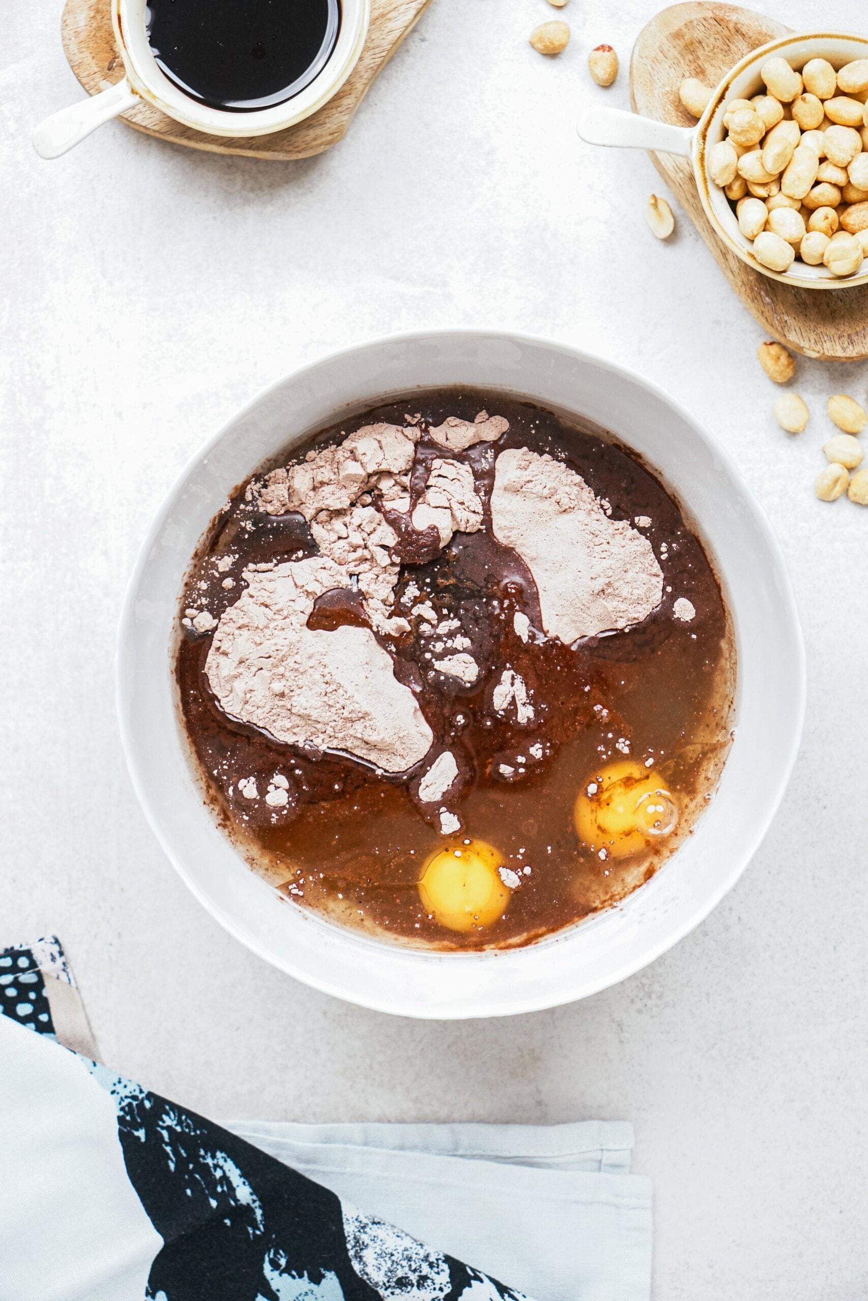 brownie ingredients in a bowl