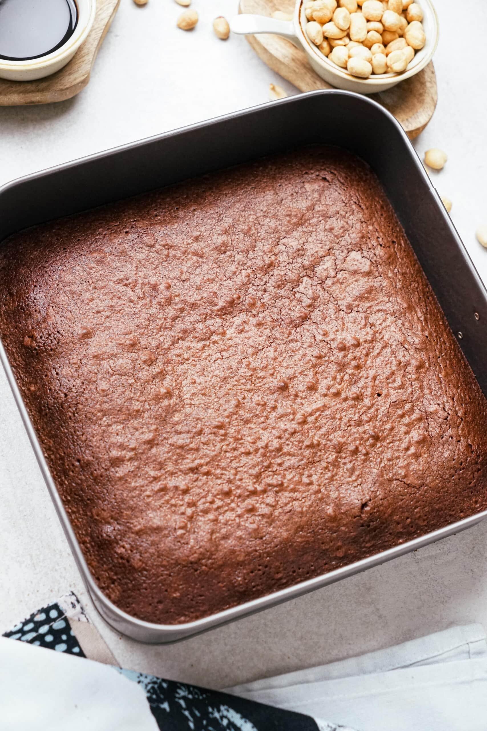 baked brownies in a pan