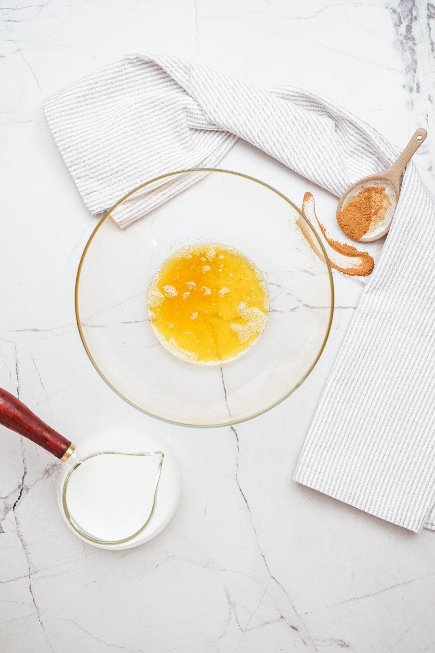 brown butter in a glass bowl