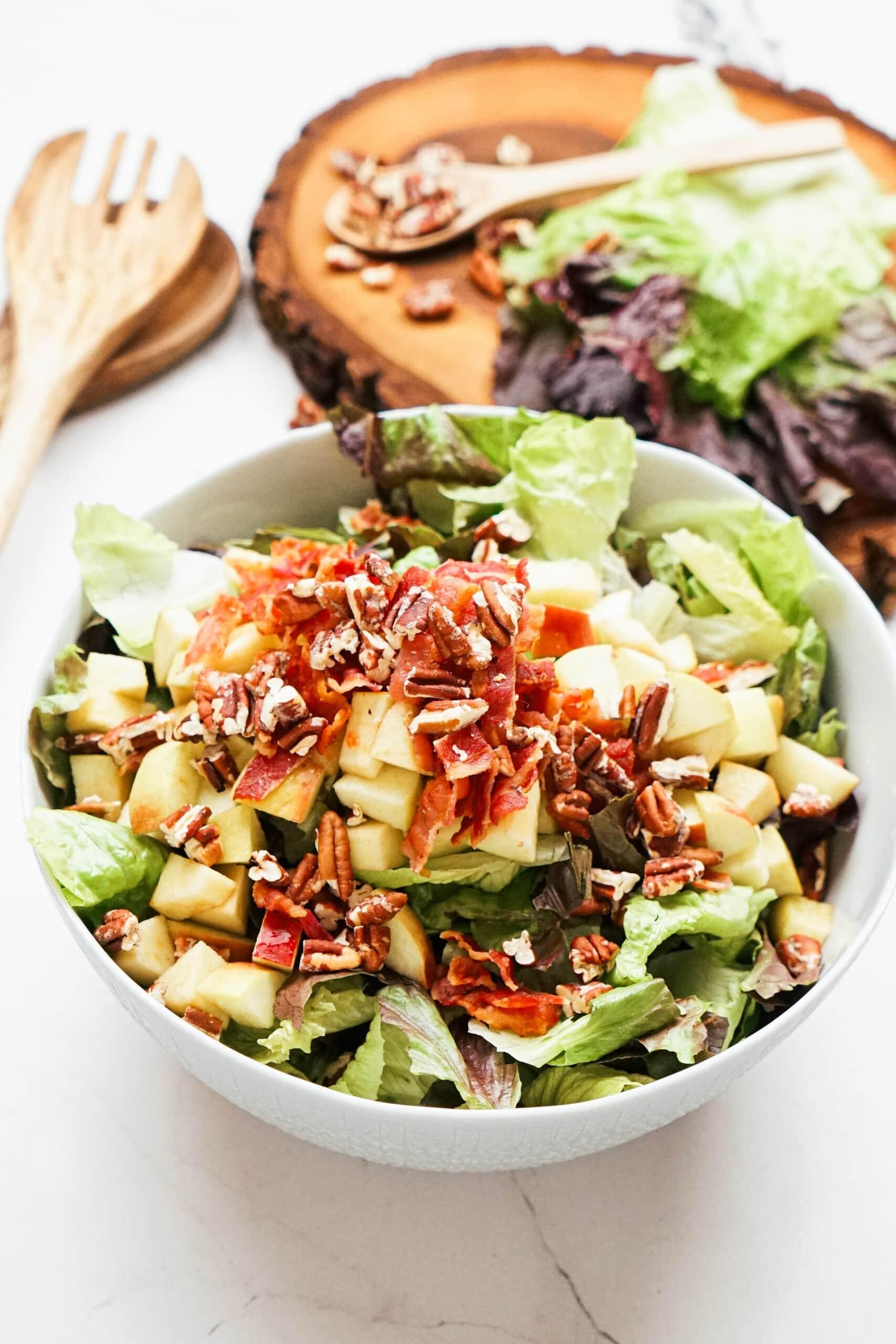 salad ingredients in a serving bowl