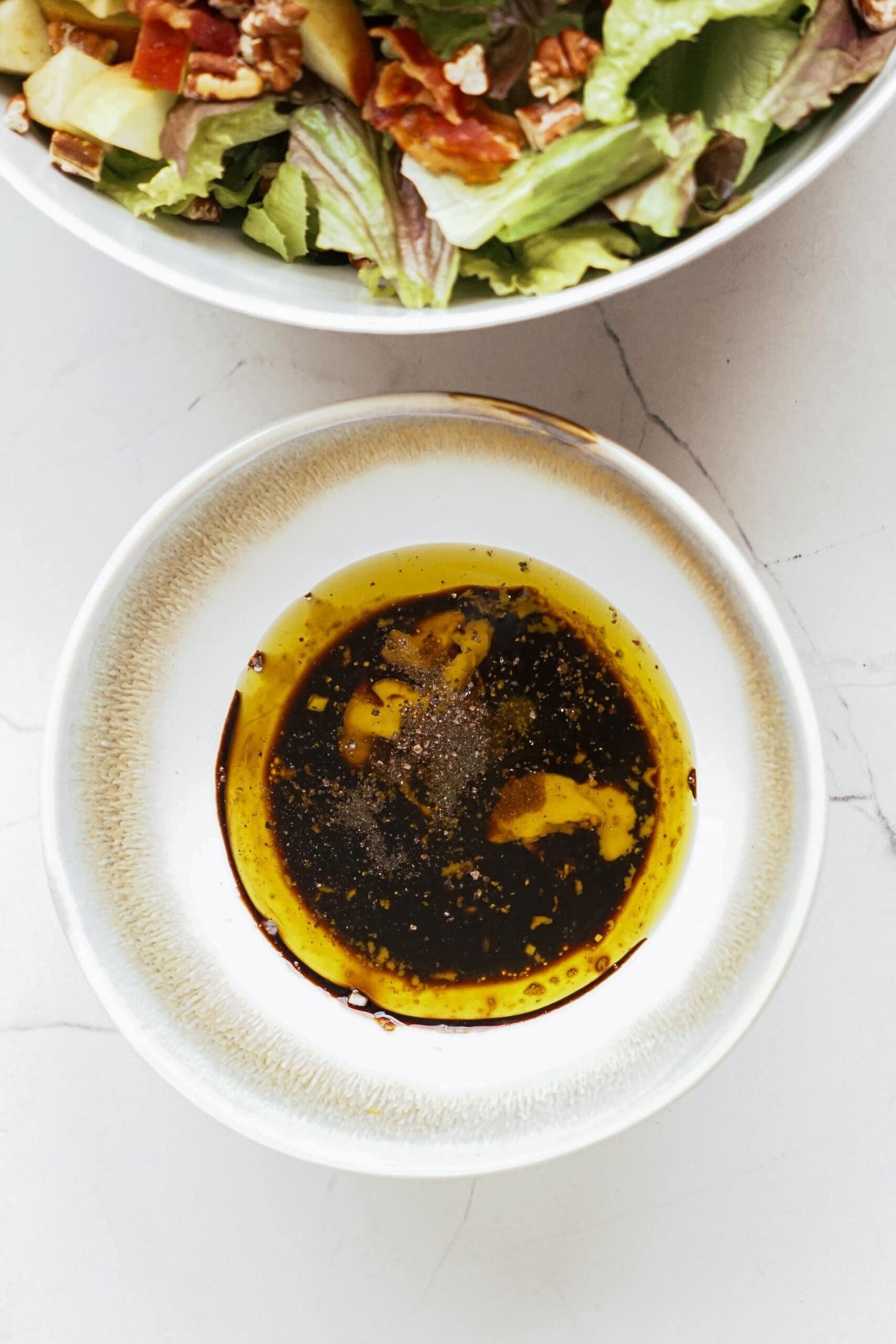 balsamic dressing ingredients in a bowl