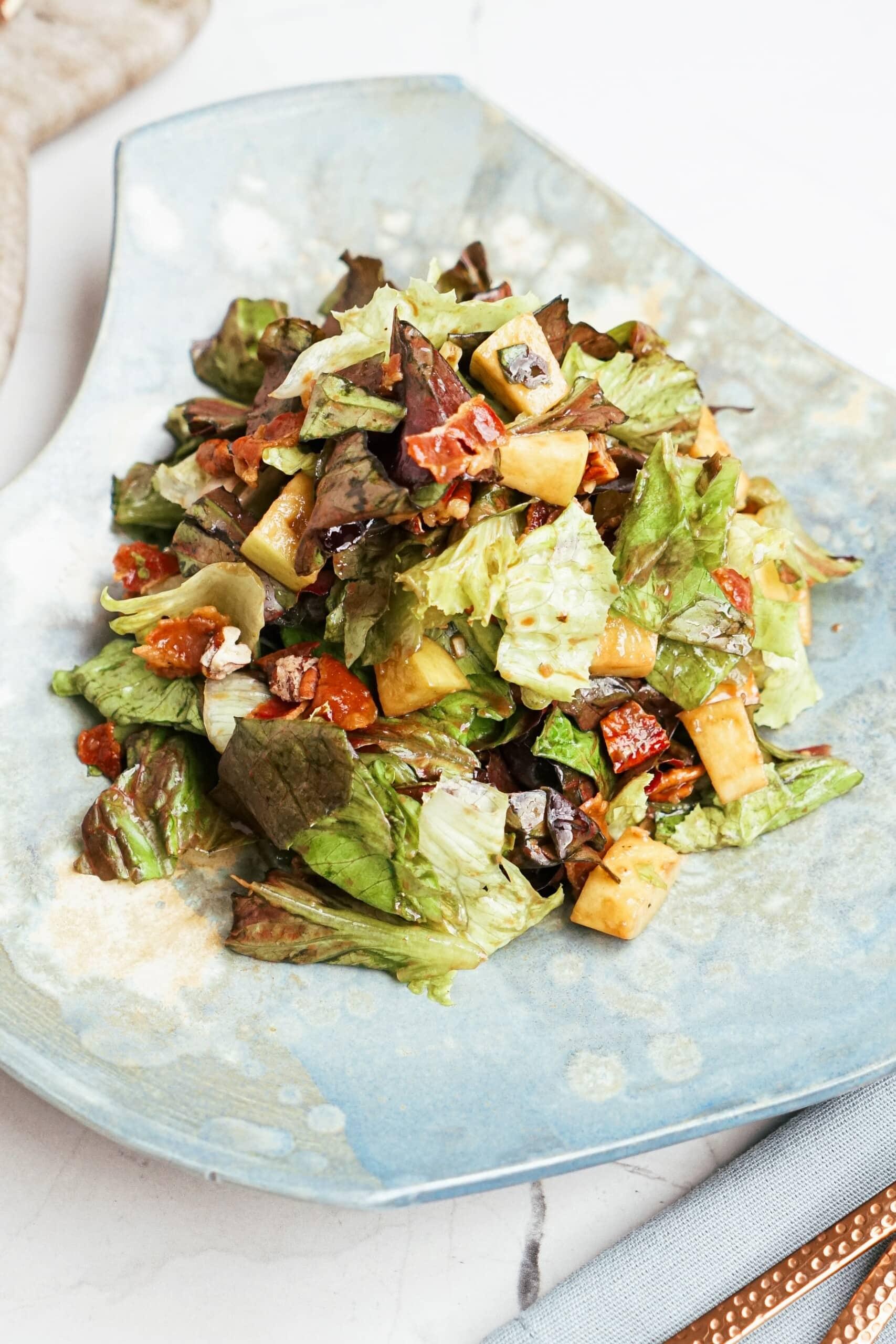 apple pecan salad plated