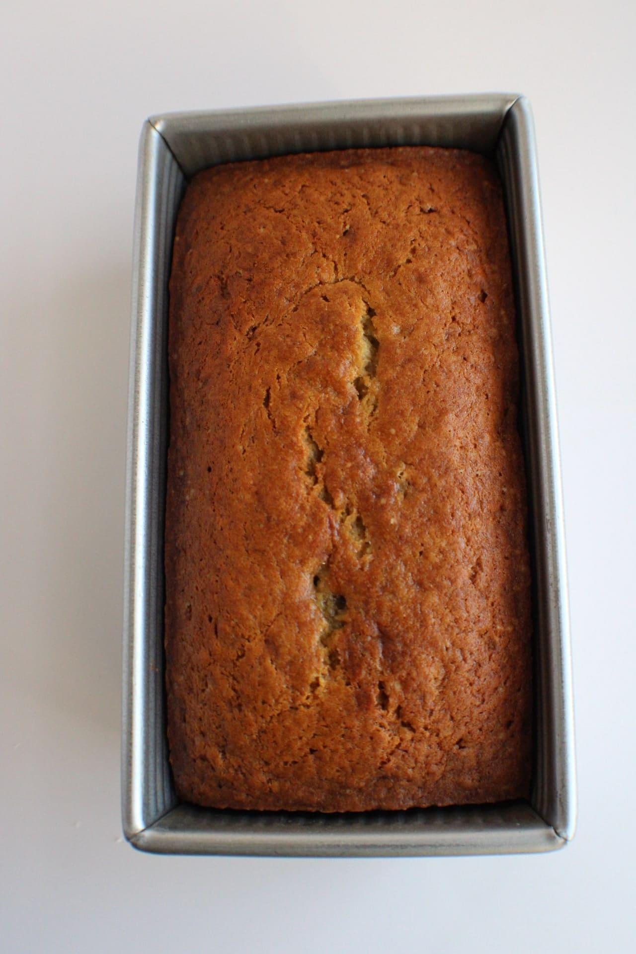 banana bread in loaf pan