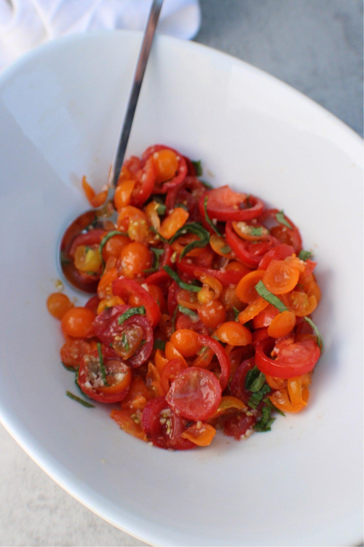 Bruschetta mixture in a bowl