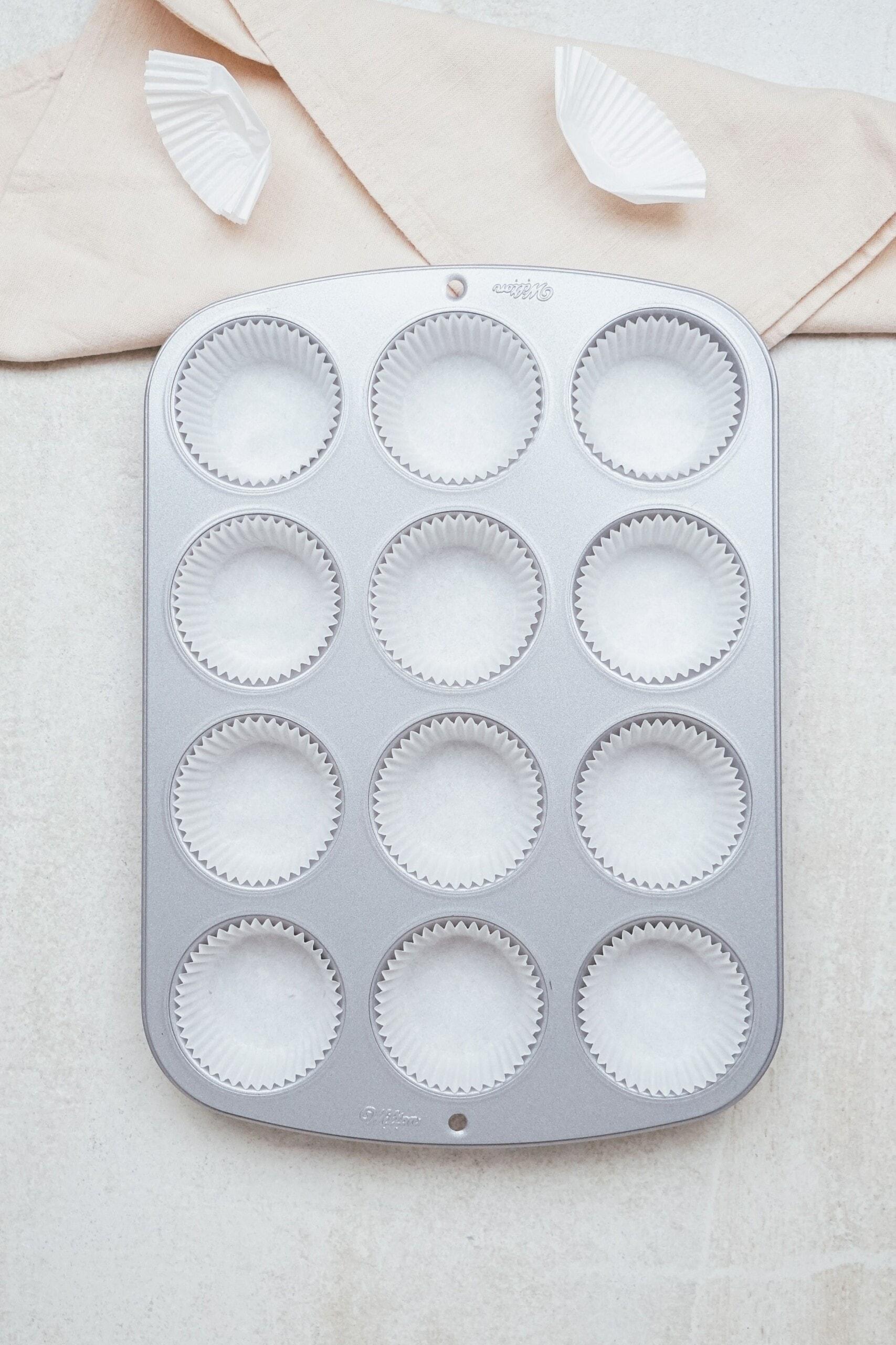 muffin tin with paper liners