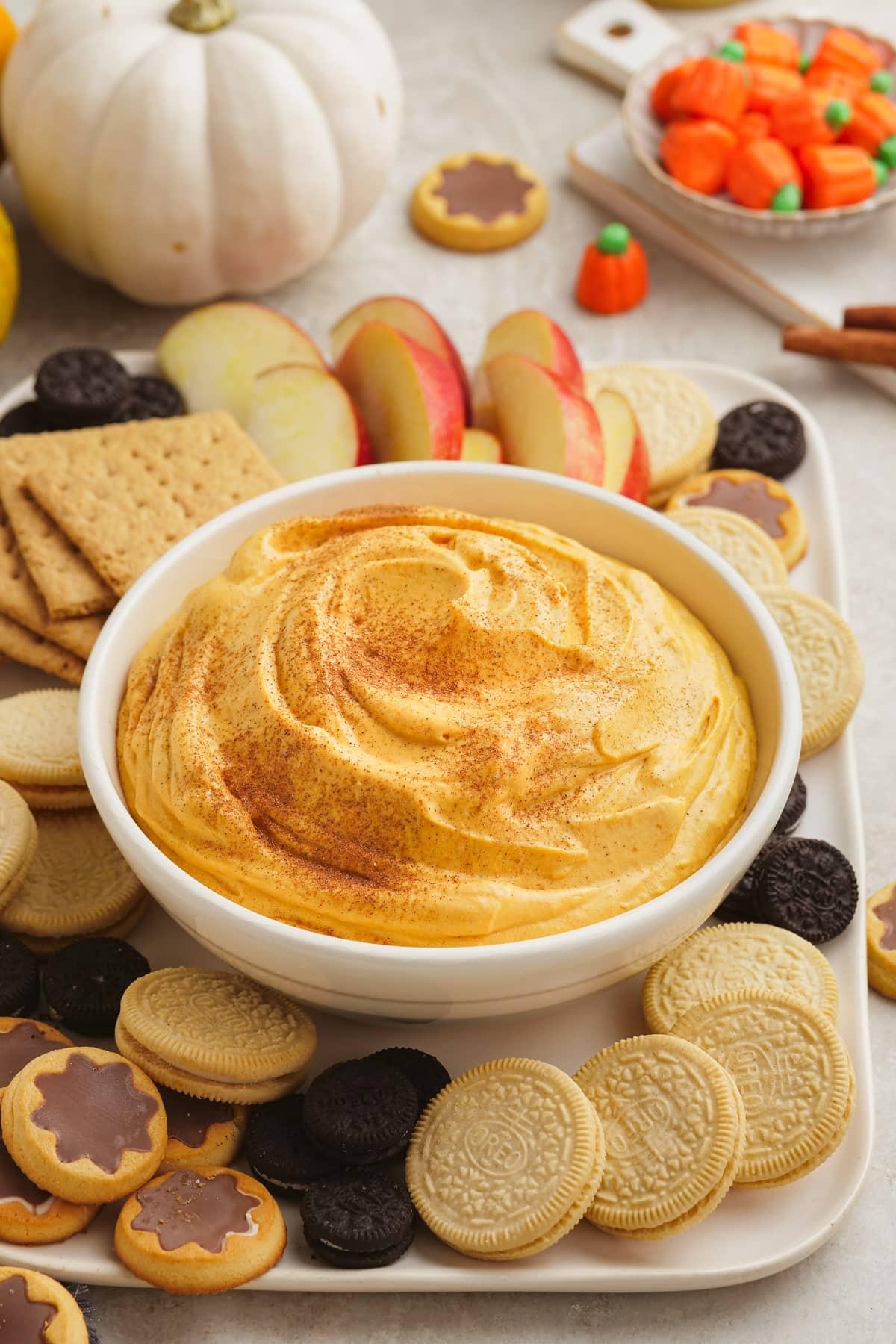pumpkin dip on a tablescape