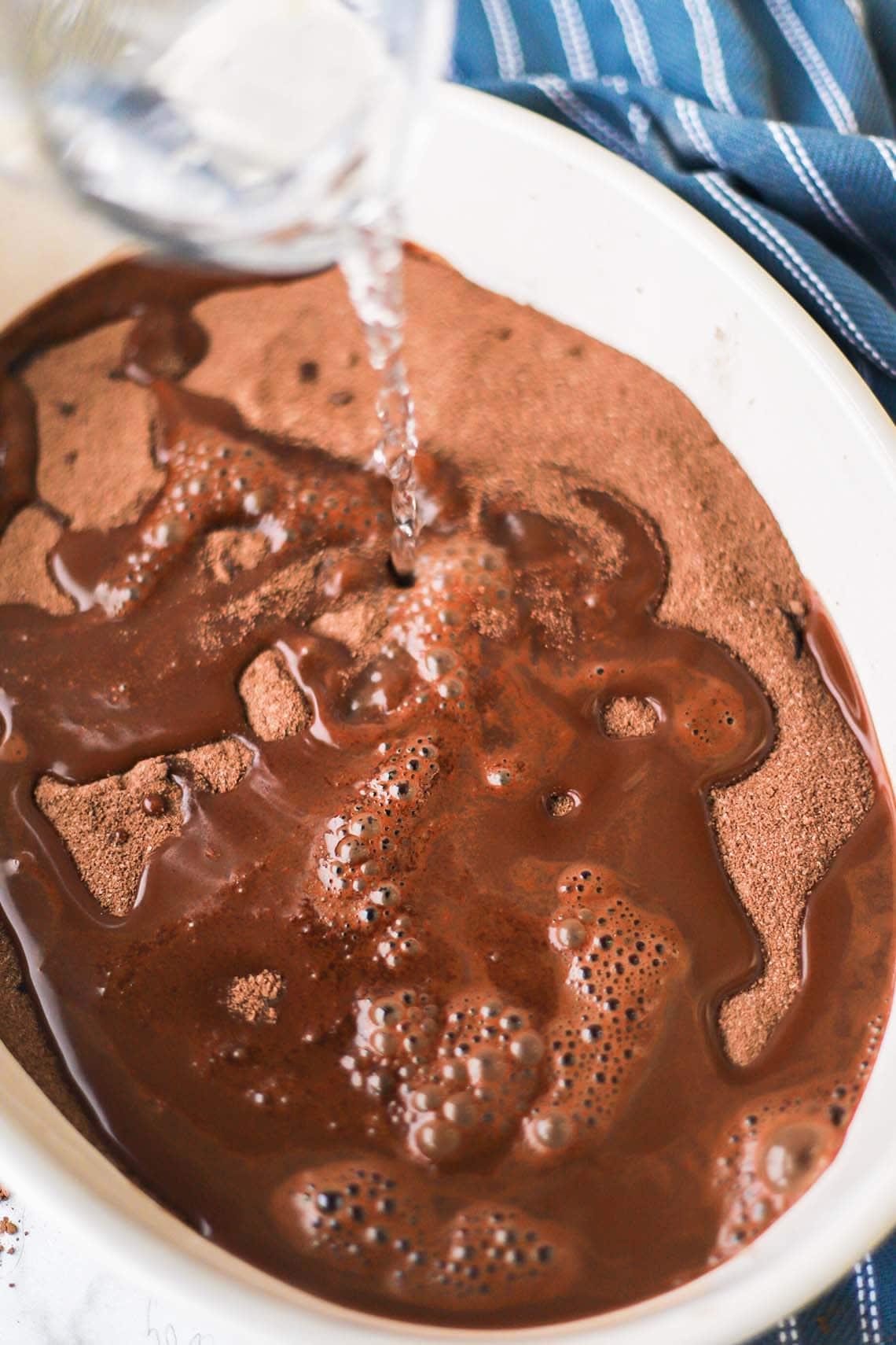 Chocolate Cobbler mix with Pouring Water