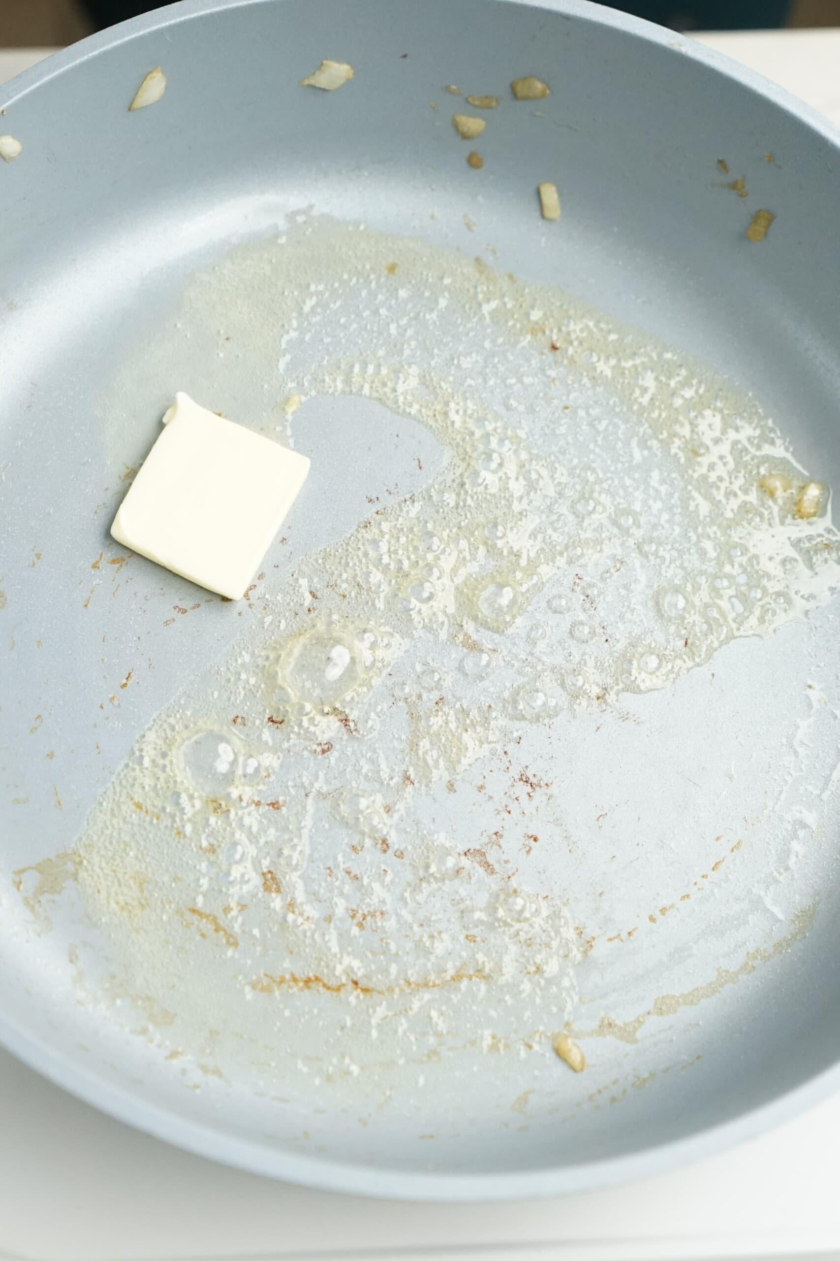 butter melting in a hot pan