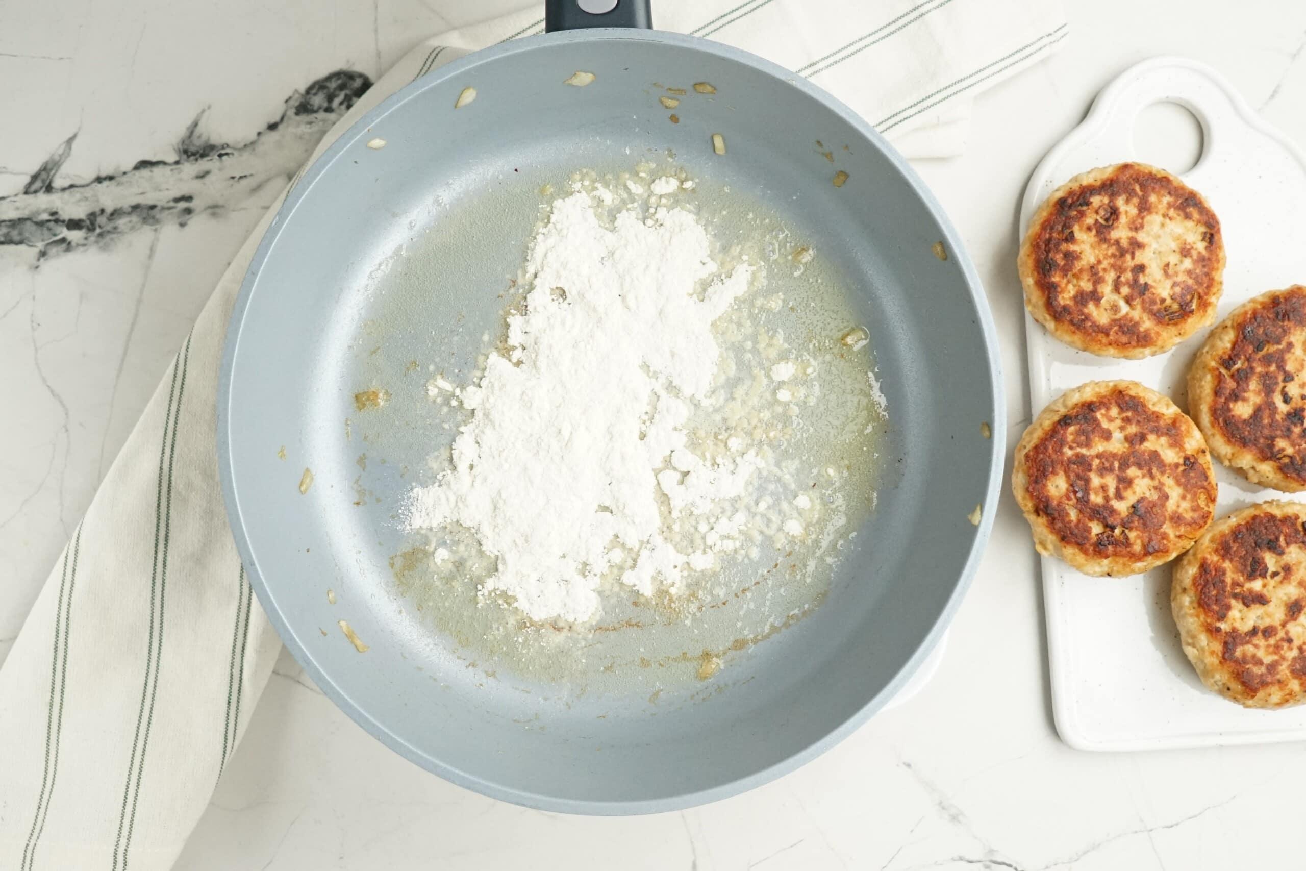 flour and butter in a hot pan